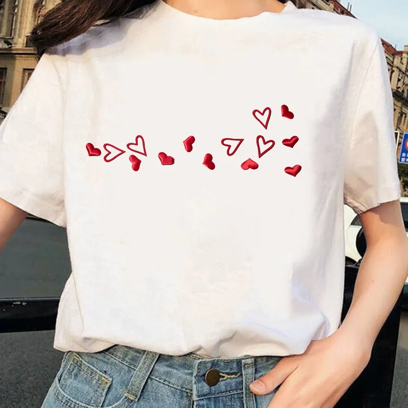 Harajuku футболка с принтом сердца женские летние топы модные футболки для женщин