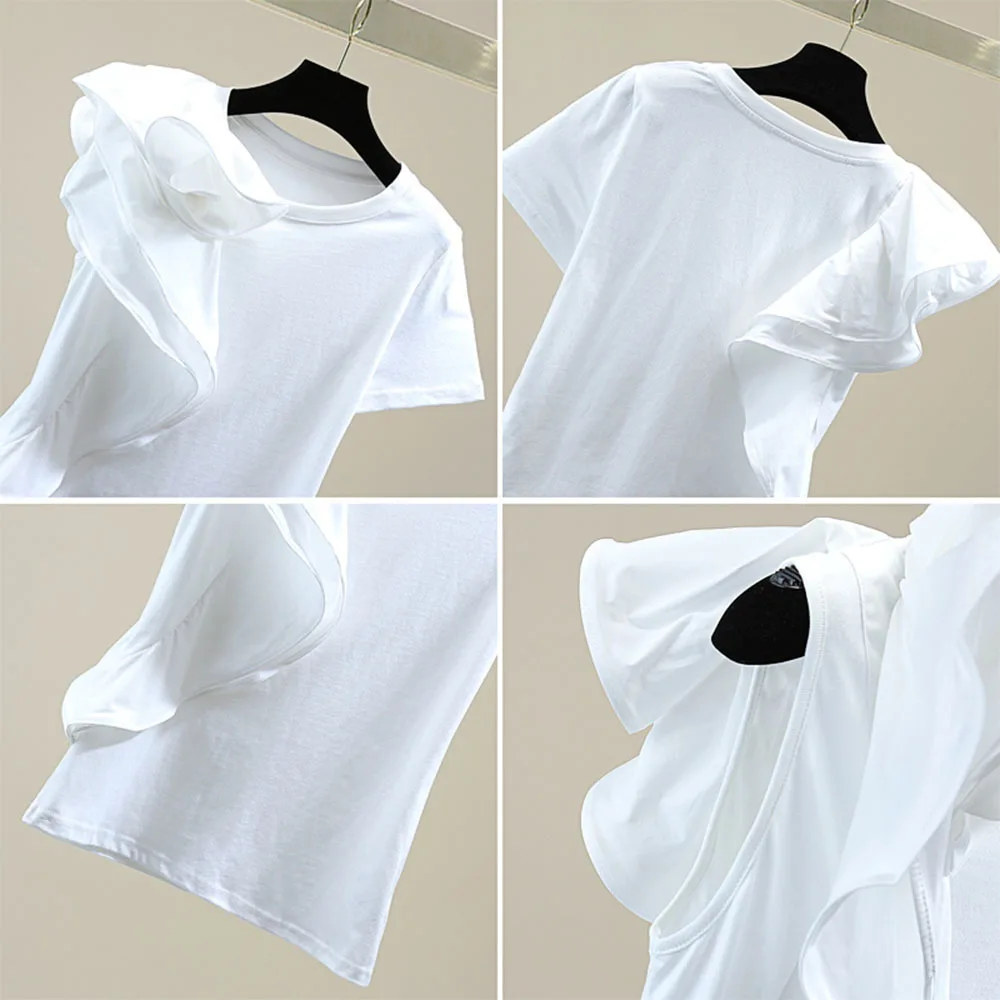 Женская хлопковая футболка с коротким рукавом белая или черная Универсальная
