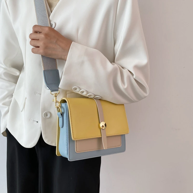 

Contrasting Color Small Square Bag Shoulder Messenger Bag Small Female Bags 2021 New Trend Design