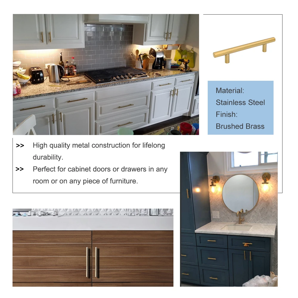 Goldenwarm матовые латунные золотые ручки для шкафов Т бар современный шкаф кухонный