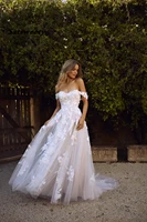 lace beach wedding dresses 2022 off the shoulder appliques a line boho bride dress princess wedding gown robe de mariee