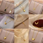 Ожерелье женское из нержавеющей стали золотистого цвета, простой модный элегантный кулон в Корейском стиле, цепочка до ключиц, модное Ювелирное Украшение