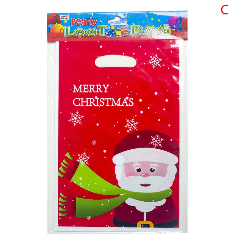 

10pcs/lot New year Christmas Gift Bags Plastic Bag Santa Claus Candy Bags Xmas Decor For Christmas
