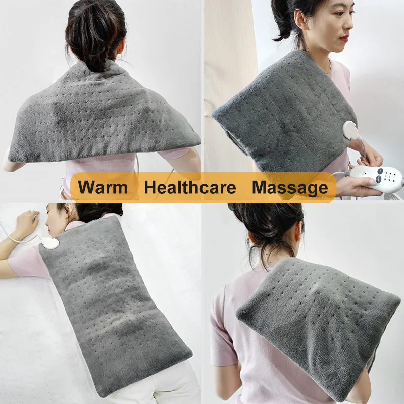 America US Plug 110V Low Voltage Electric Heated Massage Heating Pad For Back Pain Relief Large Size Glass Weighted Vibrate Pads images - 6