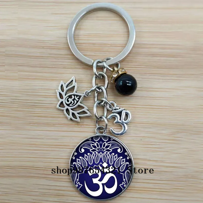 Креативный ретро стеклянный купол на брелок буддийская чакра ювелирные изделия