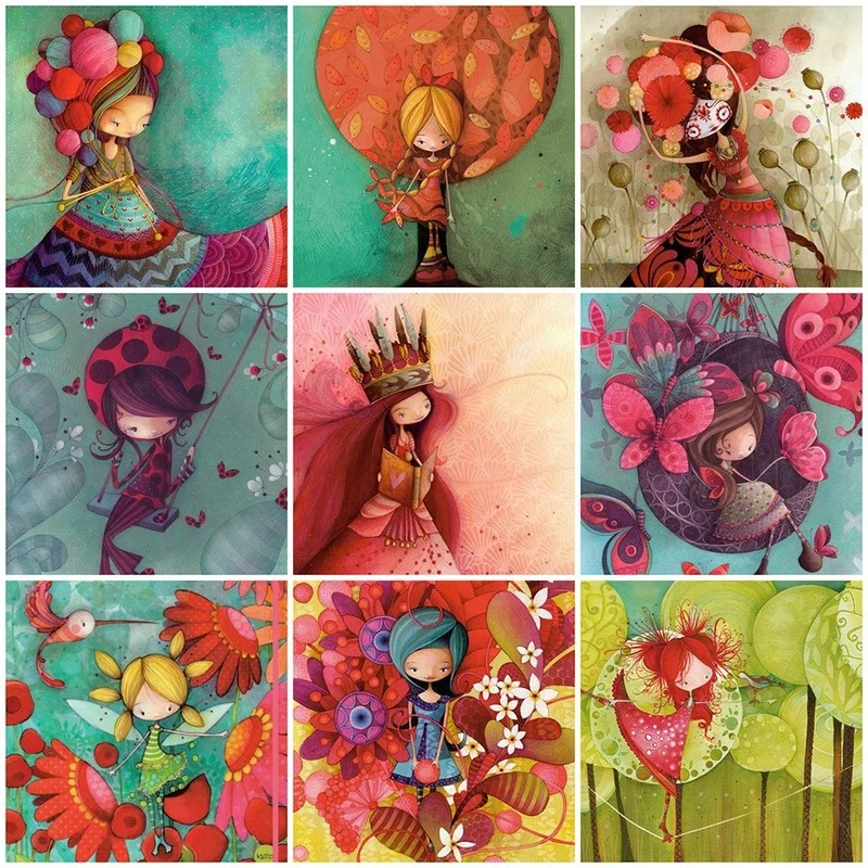 

Diamond Painting Full Square Girl Cross Stitch Dimond Mosaic Bead Embroidery Cartoon Picture Rhinestone Art Home Wall Decor