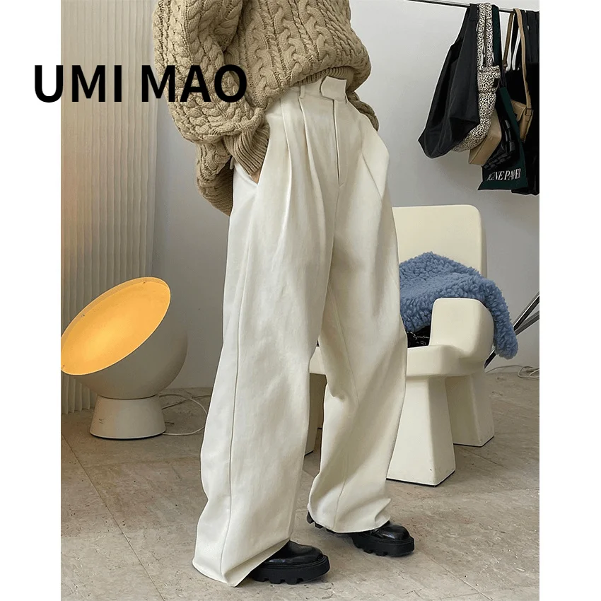 

UMI MAO Autumn New Korean Version Simple Wide-type High-waist Wide-leg Trousers Casual Pants Mopping Trousers Women Y2K