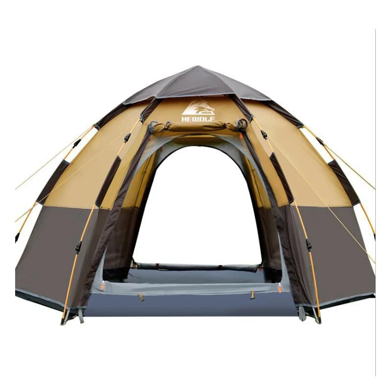 Hewolf Outdoor 3-4 Person Automatic Party Family Hiking Tent Huge Self Driving Tent Beach Tent Thickened Rainproof Camping Tent