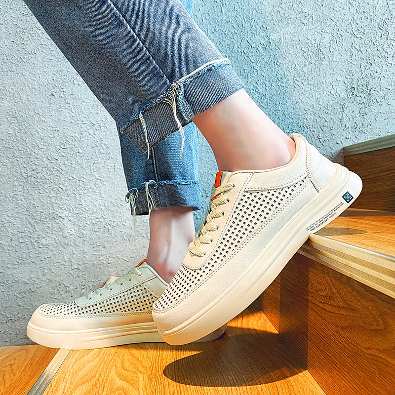

Men's Casual Shoes Perforated Breathable Board Shoes Low Shoes White Shoes Casual Outdoor Catwalk Ins Men's Fashion Sneakers