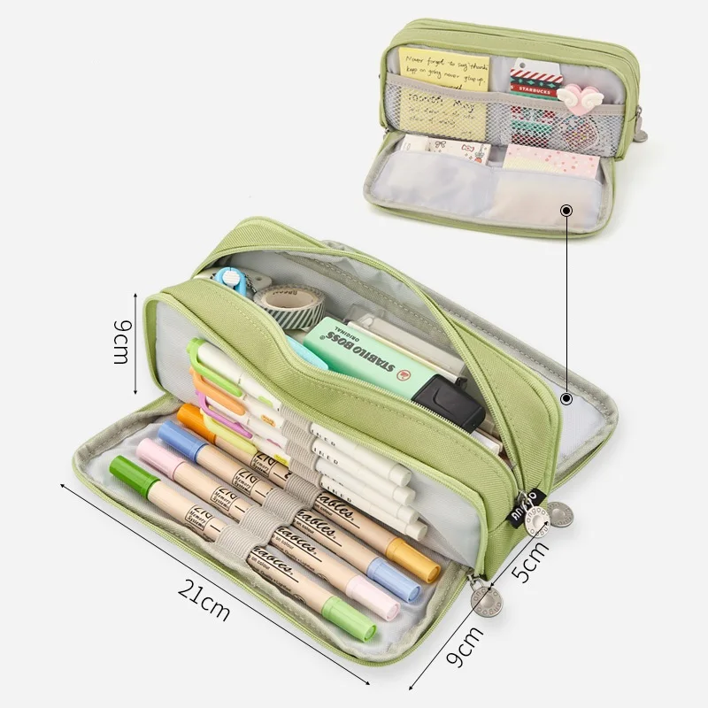 

Sided Double Pen Bag Pencil Case Special Macaron Color Dual Canvas Pocket Storage Bag Pouch Stationery School Travel