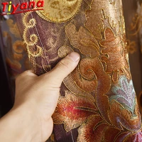 luxury embroidery geometry hollow out curtains for living room coffeebrown chenille semi blackout curtains for hotel villavt
