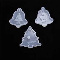 3pcs christmas diy crystal epoxy mold christmas tree snowflake elk pendant silicone mold keychain listing jewelry silicone resin
