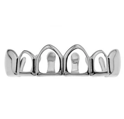 silver top 1 шт., Новое поступление, комплект верхней или нижней формы, хип-хоп, зубная крышка, верхняя и нижняя решетка для гриля, грили для рта, полые брекеты, украшения для тела - Окраска металла: silver top