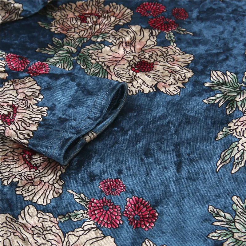 Женское цветочное элегантное бархатное платье с лямкой на шее королевское