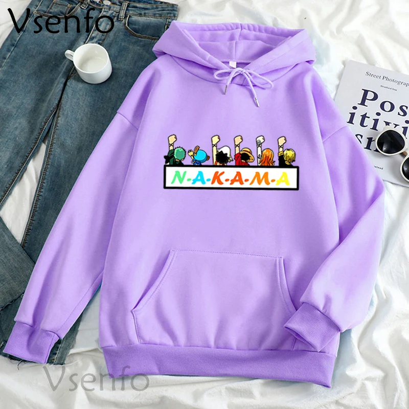 

Japanese Style Anime Hoodies Nakama Graphic Print Hooded Sweatshirt Harajuku Cartoon Manga Luffy Winter Clothes Woman Hoody