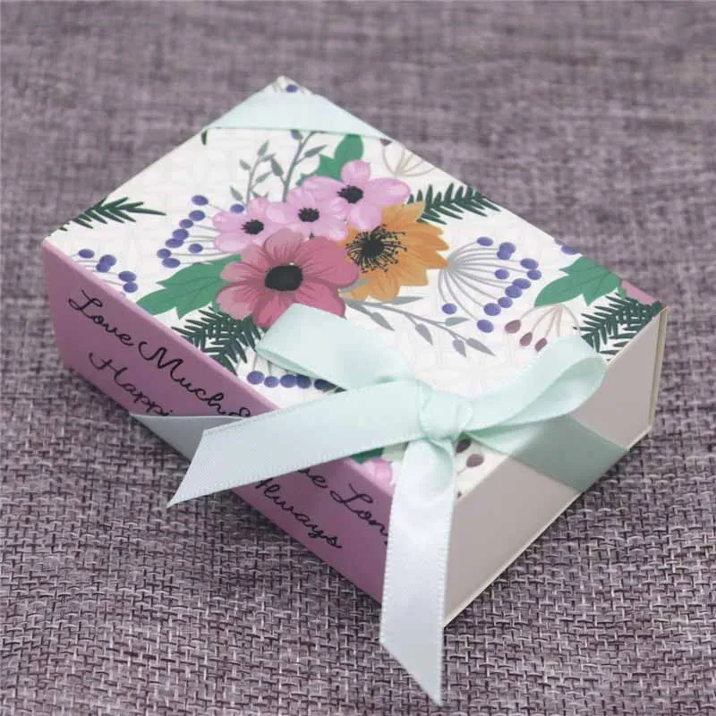 box as pic 5 шт. в партии, веселая Рождественская Подарочная посылка, ручная работа, милая Свадебная посылка, белая/крафт-коробка с цветочным узором - Цвет: box as pic