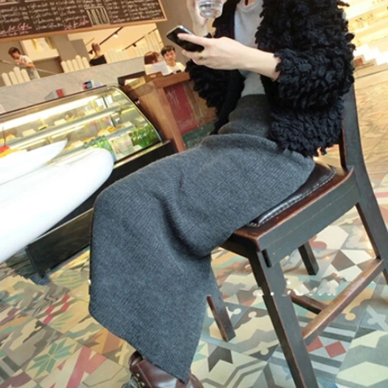 Женские сексуальные юбки карандаш осенняя трикотажная однотонная длинная юбка