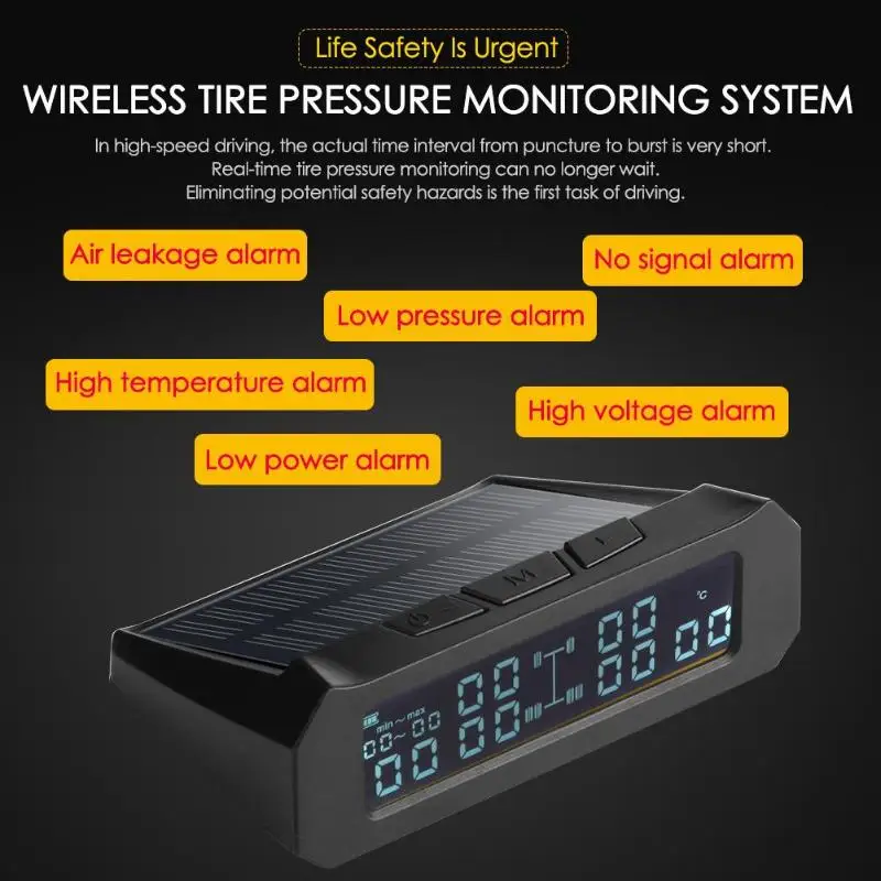 VODOOL солнечная мощность автомобиля TPMS монитор давления в шинах Система с 6