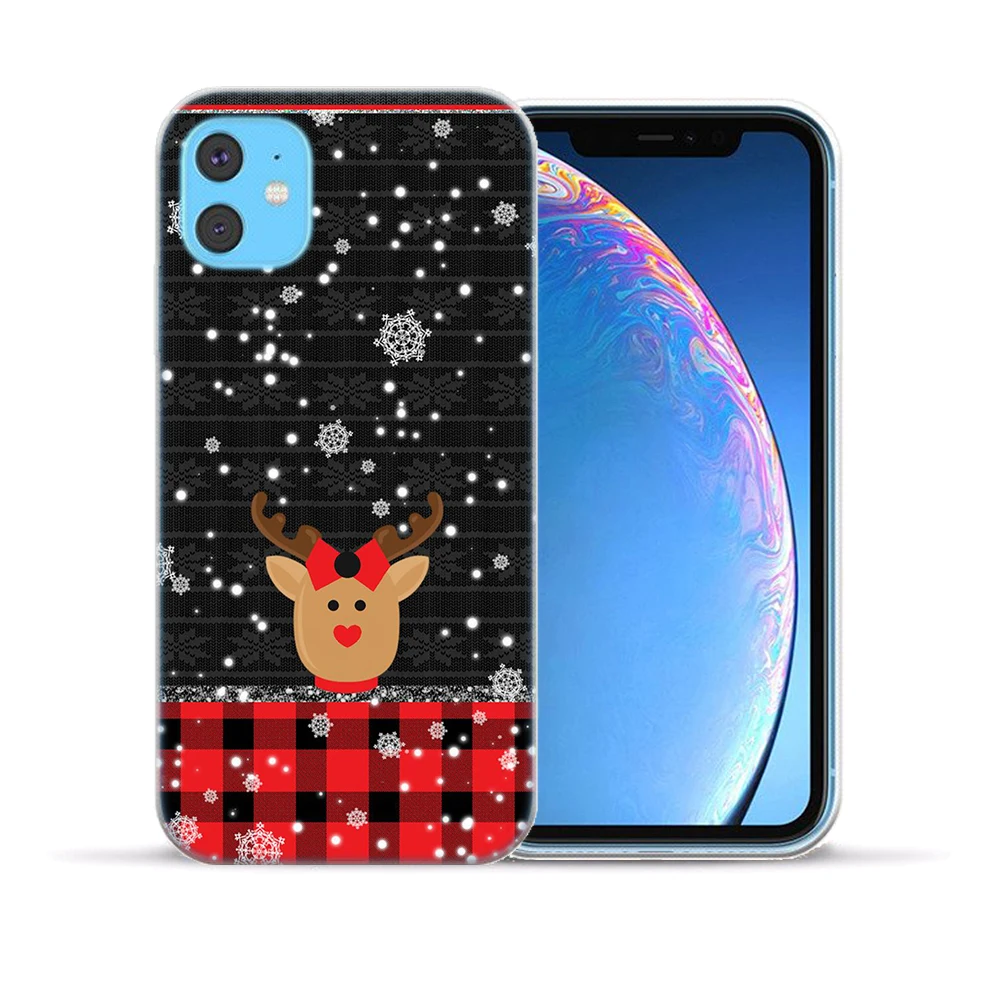 Новогодний Мягкий чехол из ТПУ для iPhone 11 Pro Max X XS XR 7 8 6 6S Plus 5S SE силиконовый