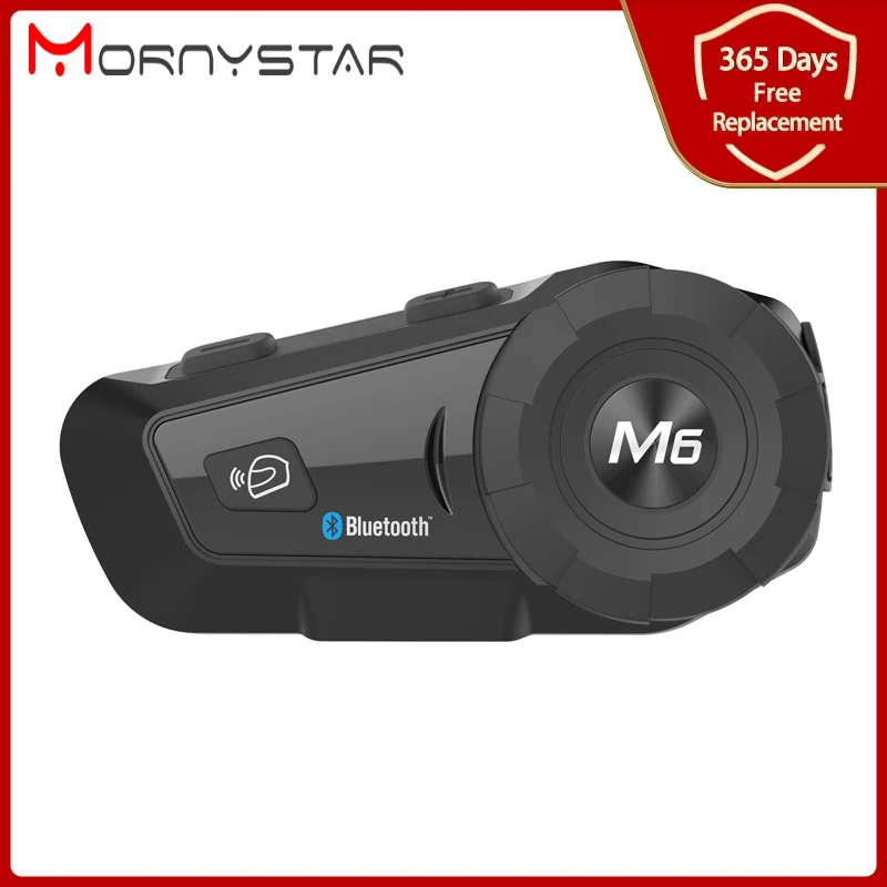 Bluetooth-интерком для мотоциклетного шлема M6 Plus, водонепроницаемое переговорное устройство с поддержкой FM/MP3