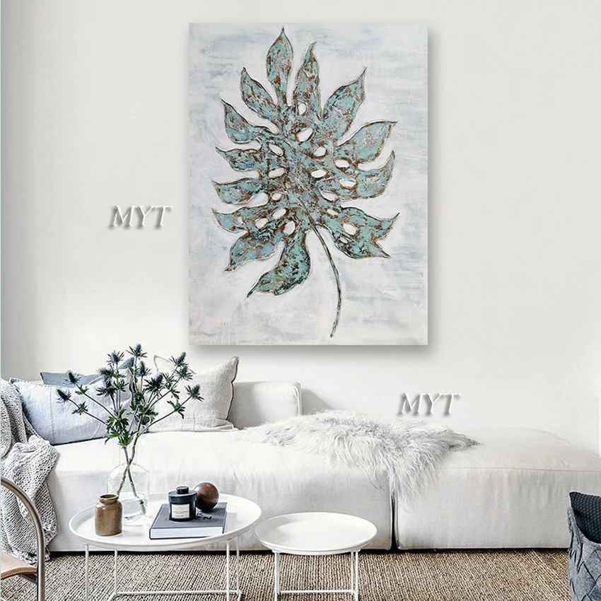 Художественные настенные Подвески с большой текстурой акриловые листья Картина