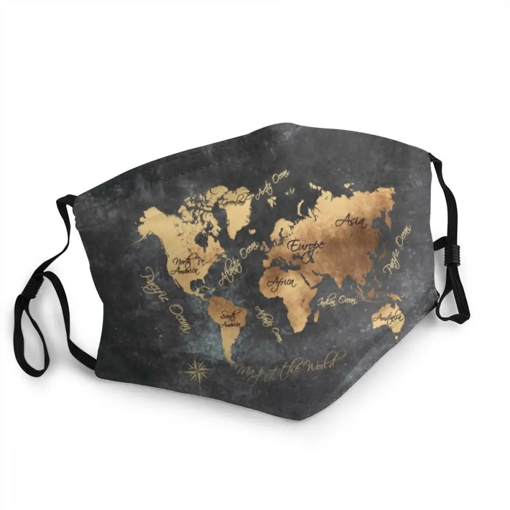 

Map Of The World Mask Anti Haze Dustproof Washable History Geography Face Mask Protection Cover Adult Respirator Mouth-Muffle