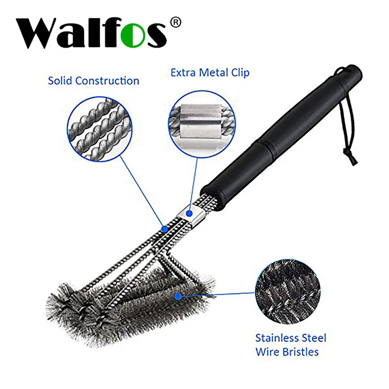 

Щетка для чистки гриля WALFOS, инструмент для барбекю, щетки из нержавеющей стали, инструменты для барбекю