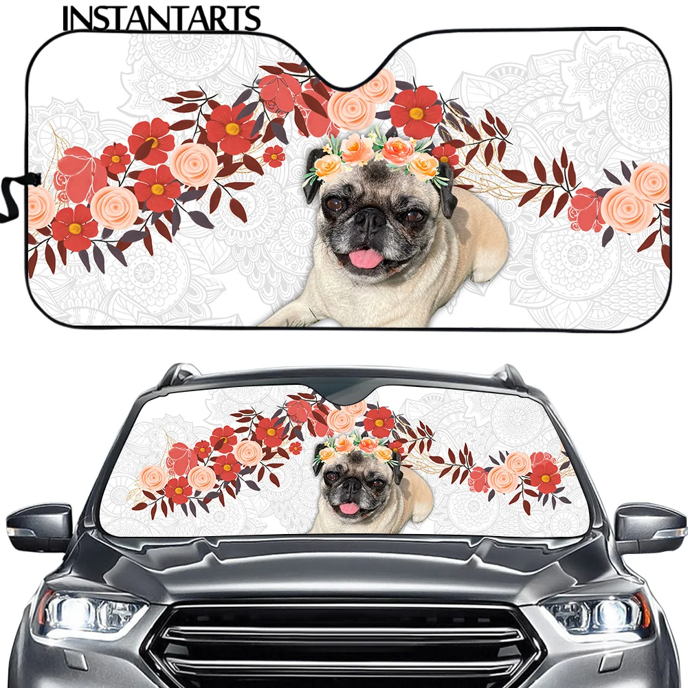 

INSTANTARTS Dachshund Pattern Heat Reflector Sun Shade Interior Protector UV Sun Fold-up Sunshade for Windshields Sun Shade