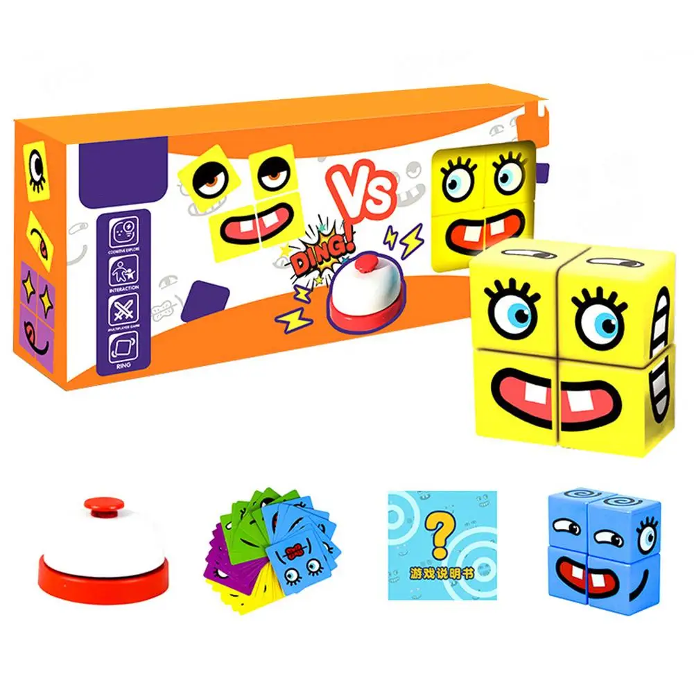 

Cube Expressions Matching Block Puzzles Educational Wooden Building Cubes Games Interactive Face Changing Board Games Puzzle