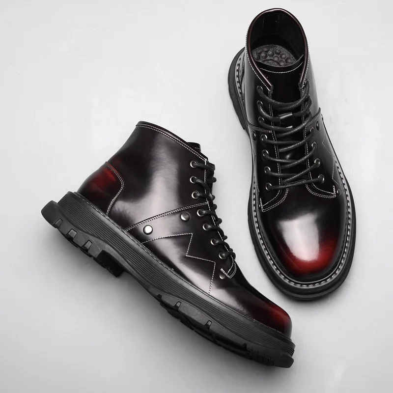 Высококачественные винтажные мотоциклетные ботинки Мужские кожаные Сезон осень