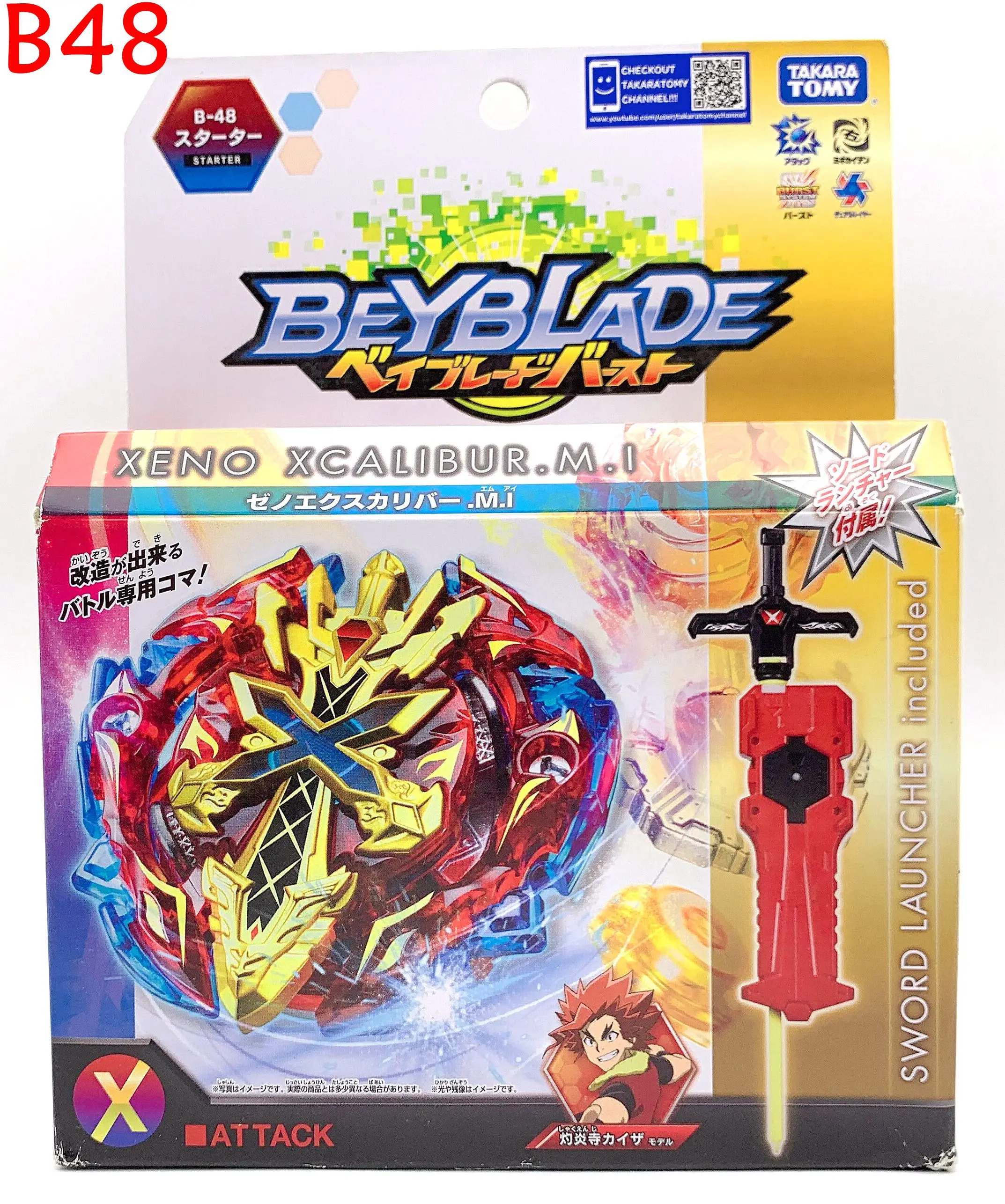 TAKARA TOMY Япония BEYBLADE BURST B-48 Xeno Excalibur.M.I Xcalibur + пусковая установка для меча | Игрушки и