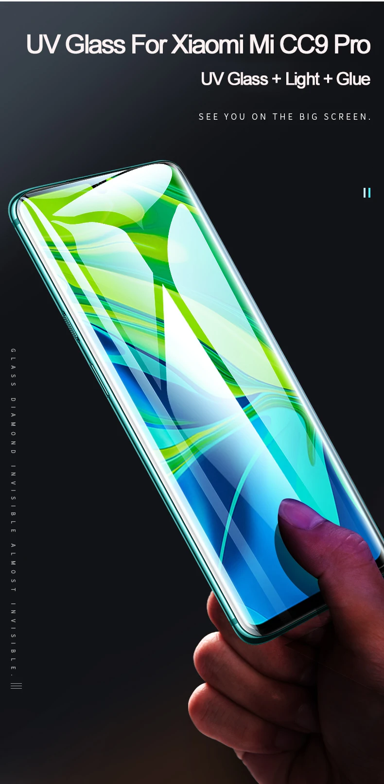 UV Sceen Protector For Xiaomi Mi CC9 Pro Mi 9 SE UV Liquid Glue Tempered Glass For Xiaomi redmi note 8 pro 8 8A 9t pro cc9 e a3