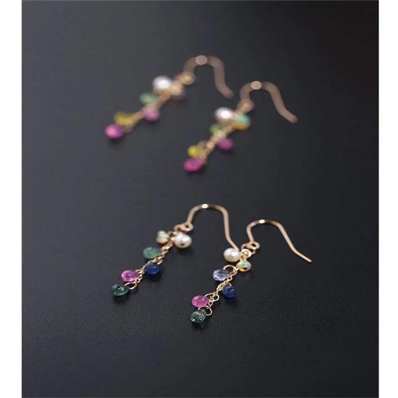 DMBS024 граненые сапфировые серьги женские драгоценные камни из натурального