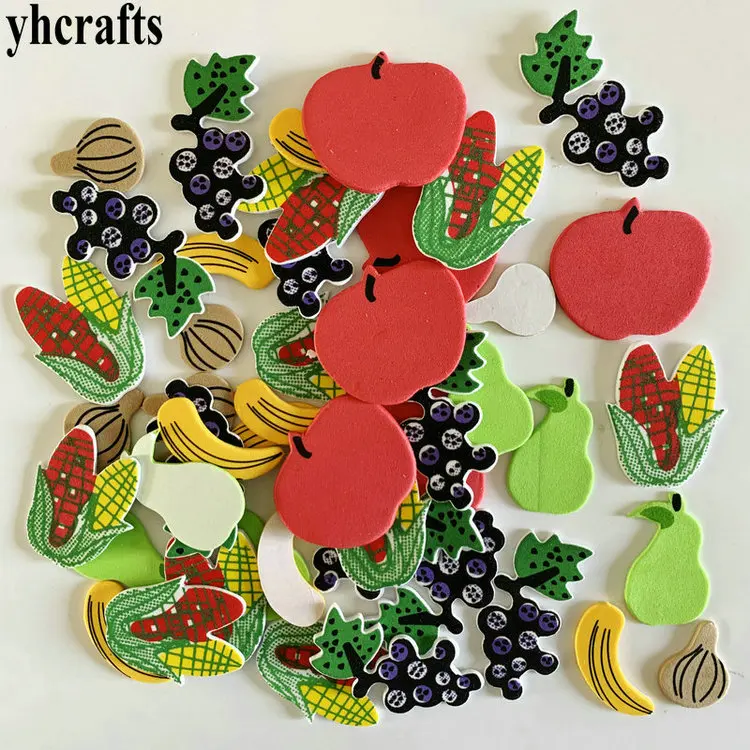 48PCS fruits 1 пакетов/лот, луна солнце облако пены наклейки раннего обучения Обучающие поделки diy игрушки Детская комната орнамент цвет обучения детский сад - Цвет: 48PCS fruits