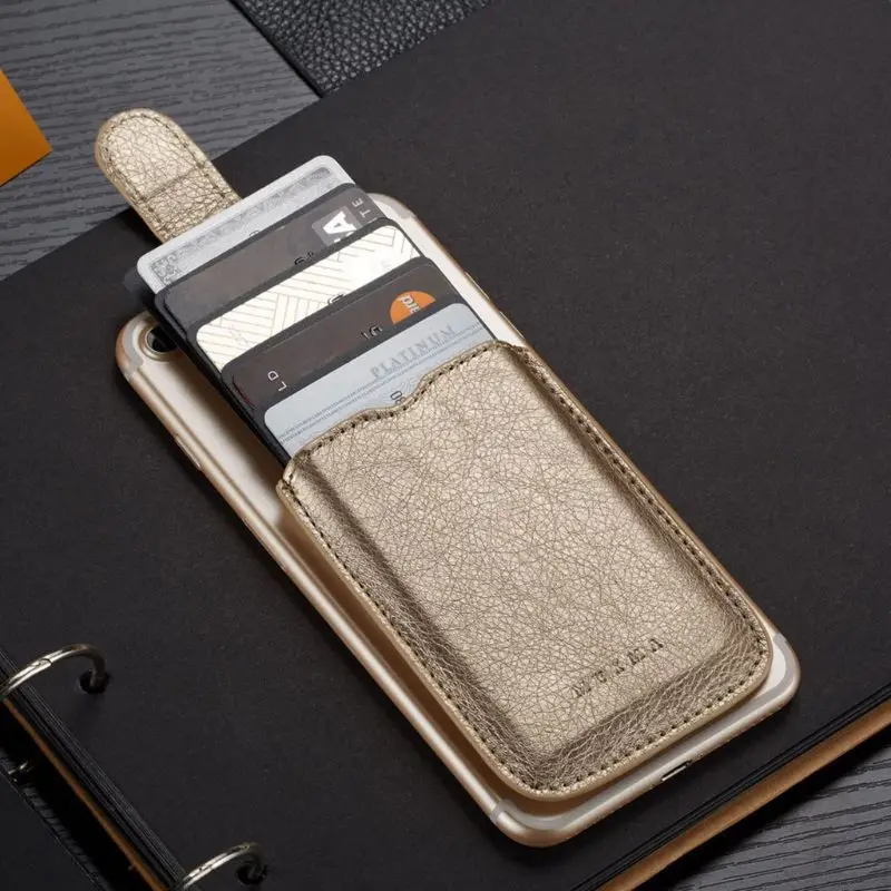 PU Leather Wallet Card Bag Adhesive Holder Case Pouch Sticker for Cell Phone | Багаж и сумки