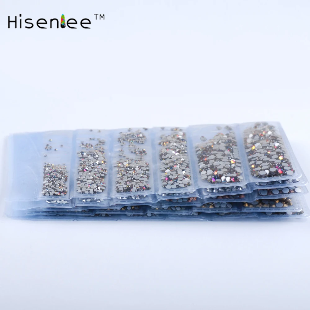 

Hisenlee New Color ss3-ss10 1728pcs Glitter Rhinestones 3D Nail Art Gems Nails Rhinestone Nail Supplies