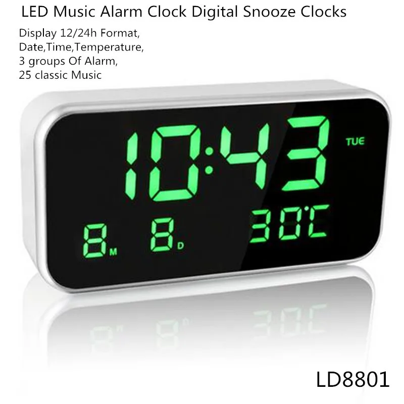 LED Clock Snooze Digital Alarm Travel Electronic Desk Led Table Wake Up Silent Bedroom Home Decor Gift | Дом и сад