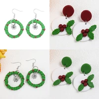 handcraft polymer clay twine circle doughnut earrings for women trendy clay leaf fruit plant earrings jewelry free shipping