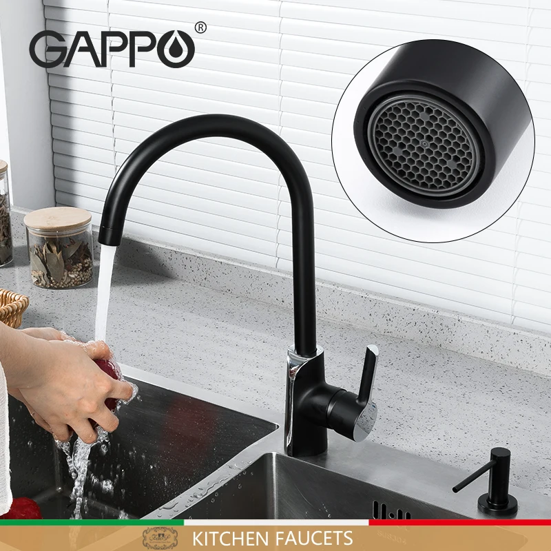 

Кухонный вращающийся смеситель Gappo, черный кухонный кран с одной ручкой