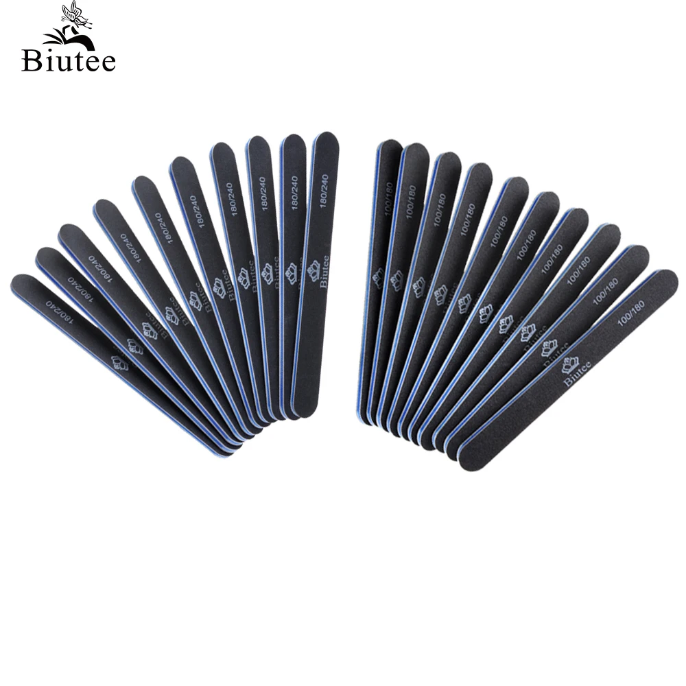 Пилочки для ногтей Biutee 10 шт./компл. 100/180 и 180/240 черные моющиеся Инструменты