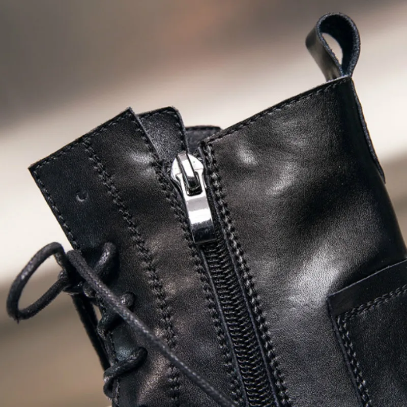 

Women Boots New Style Black Women's Boots Lace-up Short Boots British Style Boots 2020 Women's Fashion Winter Boots Women