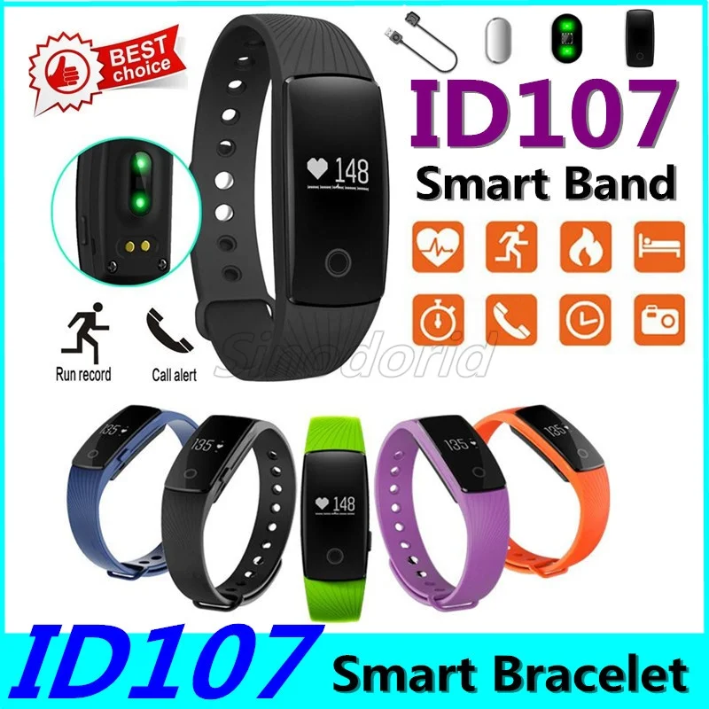Умный браслет ID 107 часы ID107 с пульсометром умный Bluetooth шагомером фитнес