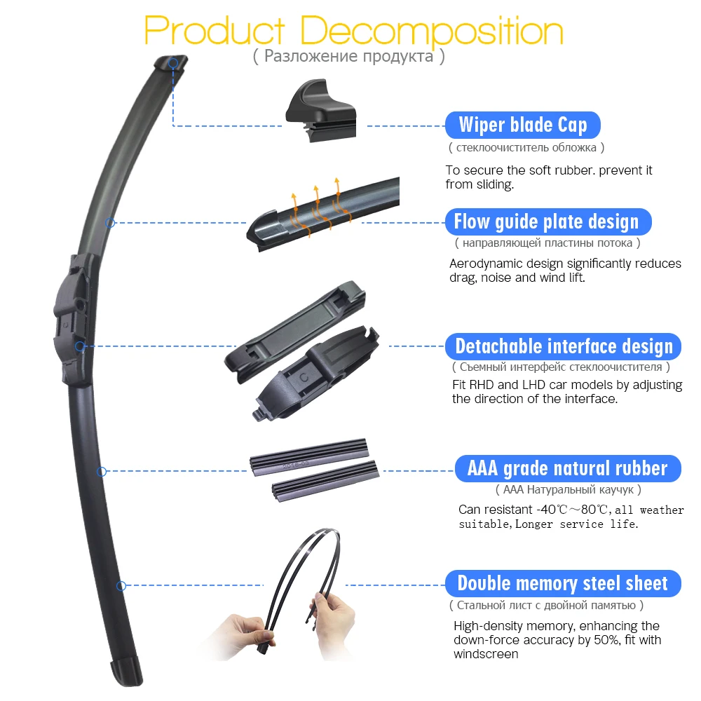 Buildreamen2 2 шт. автомобильные аксессуары Щетка стеклоочистителя Безрамное ветровое