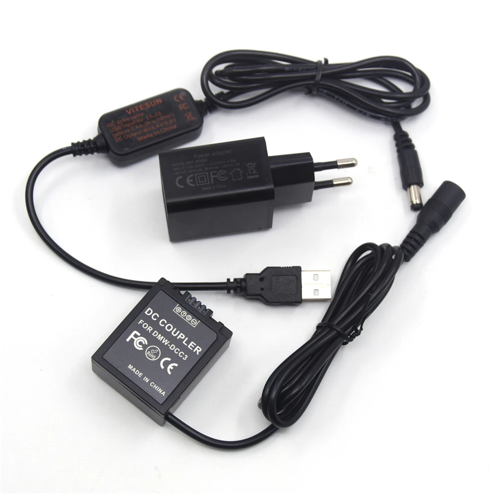 Внешний аккумулятор USB кабель + DMW-DCC3 DC муфта DMW-BLB13 муляж батареи быстрое зарядное