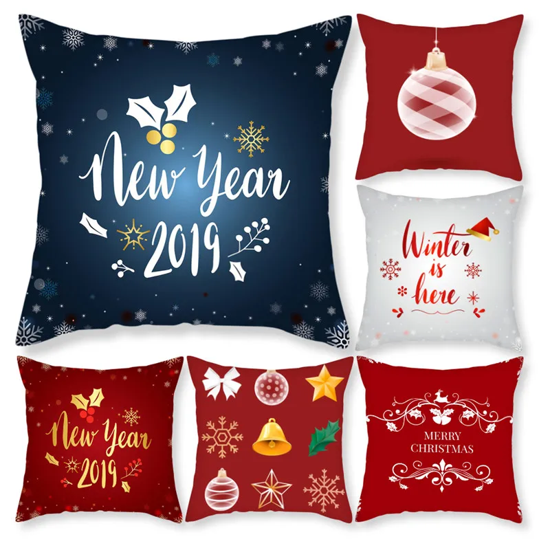 Новогодний красный Рождественский Чехол на подушку Fuwatacchi декоративные