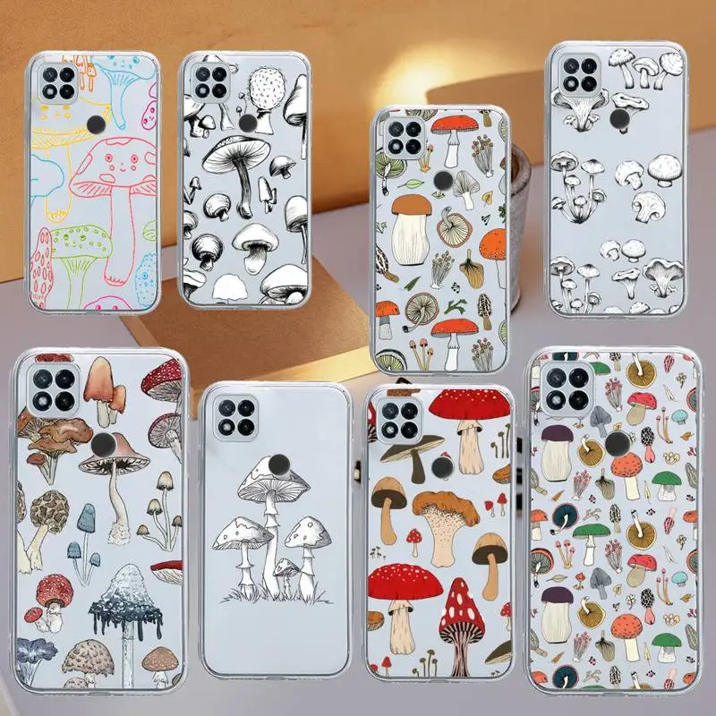 

Creative Minimalist Graffiti Line Mushroom Phone Case Transparent for Xiaomi redmi note 8 9 10 11 t lite pro ultra mix 4 k40
