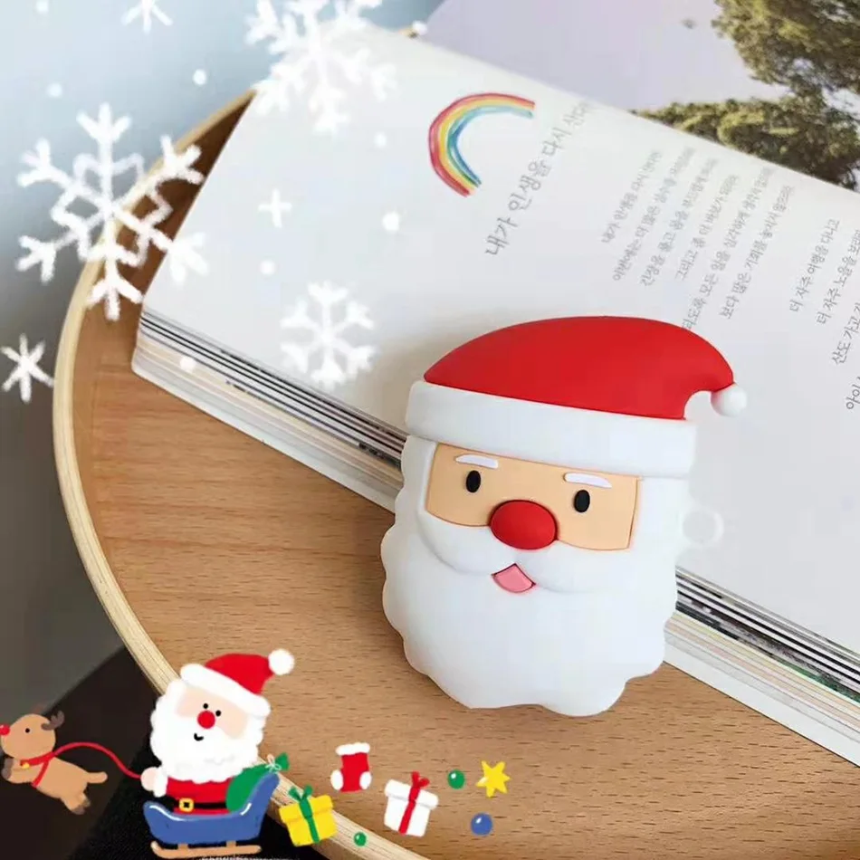 Santa Claus A16 For AirPods Case Cute Cartoon Rabbit Pig Dog Earphone Cover For Airpods 2/i10/i11 Christmas Soft Protect Coque with Keychian - Цвет: Santa Claus A16