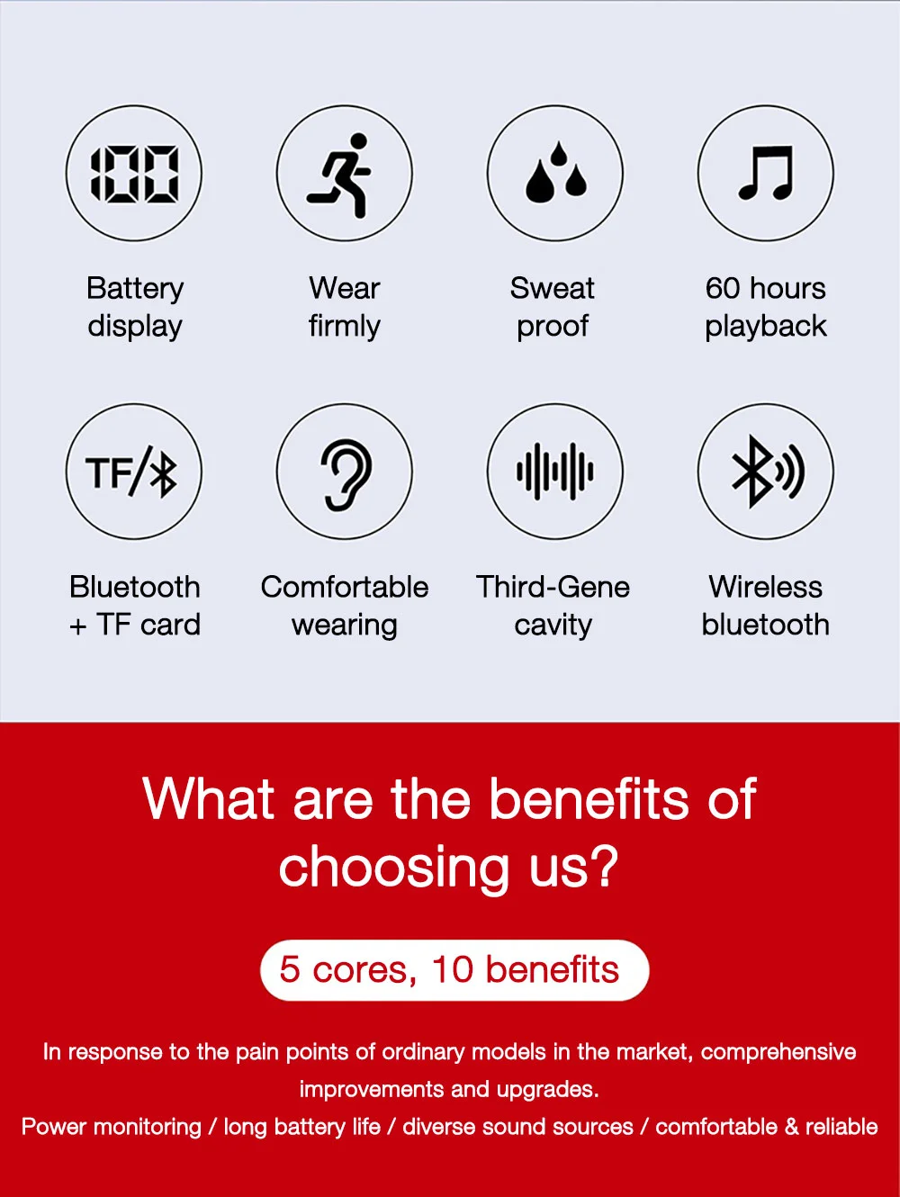 100 Hours Playback Wireless Bluetooth Earphones Magnetic Sports Running Headset IPX5 Waterproof Sport earbuds Noise reduction