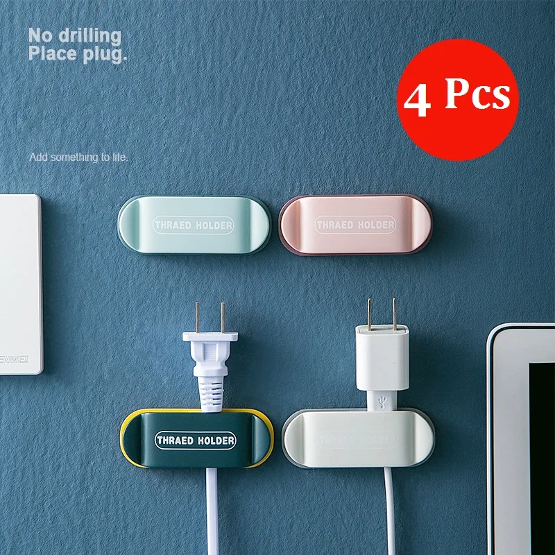 

4Pcs Double-Sided Adhesive Wall Wire Plug Hooks Hanger Strong Transparent Hooks Suction Cup Sucker Wall Storage Holder Load Rack