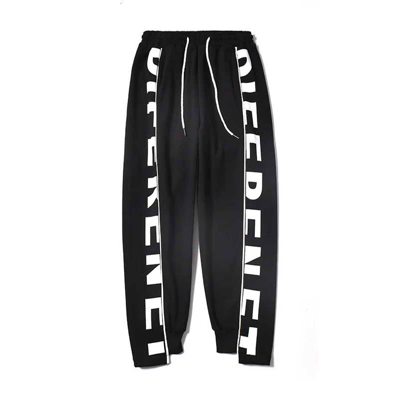 Plus Velvet Thick Joggers Pants Men's Fashion Letters Printed Casual Sweatpants Men Street Wild Hip Hop Loose Trousers Mens - Цвет: black